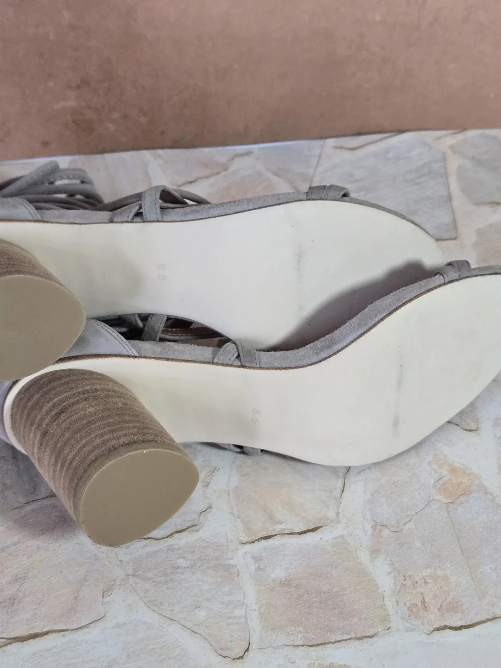 Jeffrey Campbell Taupe Suede Wrap-Ankle Block Heel Sandals